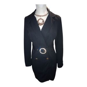 Max + Ash Black Tuxedo Dress with Belt, Size Small, NWT